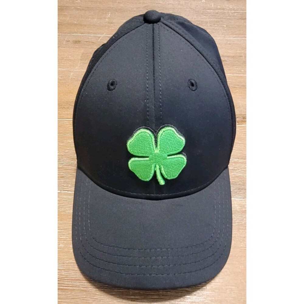 Black Clover Premium 51 Black Fitted Performance Hat Green Logo Size L/XL Golf
